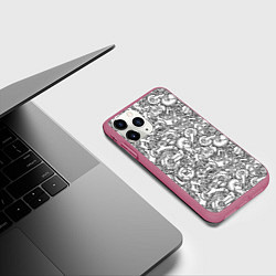 Чехол iPhone 11 Pro матовый Часовой механизм скетч, цвет: 3D-малиновый — фото 2