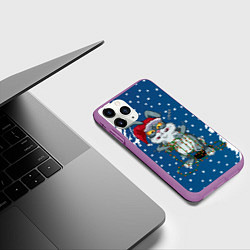 Чехол iPhone 11 Pro матовый Кролик и гирлянда - 2023, цвет: 3D-фиолетовый — фото 2