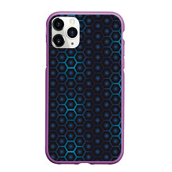 Чехол iPhone 11 Pro матовый Шестиугольная чешуя, цвет: 3D-фиолетовый