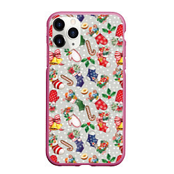 Чехол iPhone 11 Pro матовый Christmas Pattern, цвет: 3D-малиновый