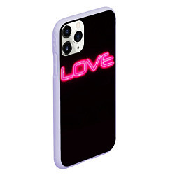 Чехол iPhone 11 Pro матовый Love - неоновая надпись, цвет: 3D-светло-сиреневый — фото 2