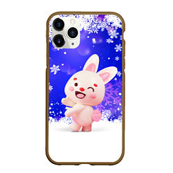 Чехол iPhone 11 Pro матовый Заяц и снежинки, цвет: 3D-коричневый