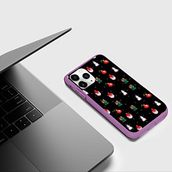Чехол iPhone 11 Pro матовый Новогодний узор с крутым дедом, цвет: 3D-фиолетовый — фото 2