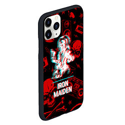 Чехол iPhone 11 Pro матовый Iron Maiden rock glitch, цвет: 3D-черный — фото 2