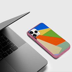 Чехол iPhone 11 Pro матовый Геометрические разноцветные фигyры, цвет: 3D-малиновый — фото 2