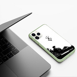 Чехол iPhone 11 Pro матовый Берсерк - Гатс отдыхает у дерева, цвет: 3D-салатовый — фото 2