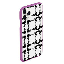 Чехол iPhone 11 Pro матовый Черные рождественские олени, цвет: 3D-фиолетовый — фото 2