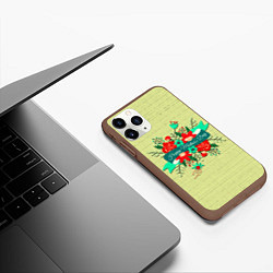 Чехол iPhone 11 Pro матовый Happy Mothers Day - букет, цвет: 3D-коричневый — фото 2