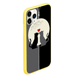 Чехол iPhone 11 Pro матовый Котики под луной, цвет: 3D-желтый — фото 2