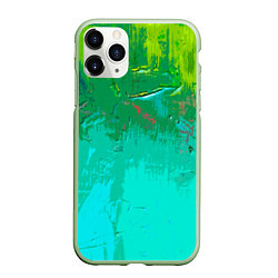 Чехол iPhone 11 Pro матовый Абстрактные краски - текстура, цвет: 3D-салатовый