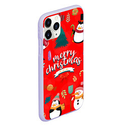 Чехол iPhone 11 Pro матовый Merry christmas art, цвет: 3D-светло-сиреневый — фото 2