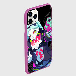 Чехол iPhone 11 Pro матовый Ребекка: Cyberpunk, цвет: 3D-фиолетовый — фото 2