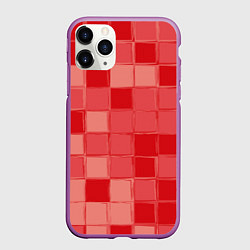 Чехол iPhone 11 Pro матовый Красный паттерн из кубов