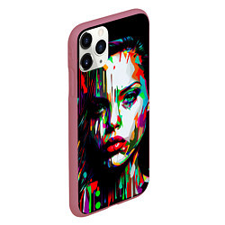 Чехол iPhone 11 Pro матовый Анджелина Джоли - поп-арт, цвет: 3D-малиновый — фото 2