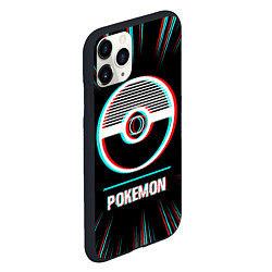 Чехол iPhone 11 Pro матовый Символ Pokemon в стиле glitch на темном фоне, цвет: 3D-черный — фото 2