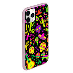 Чехол iPhone 11 Pro матовый Mexican motifs, цвет: 3D-розовый — фото 2