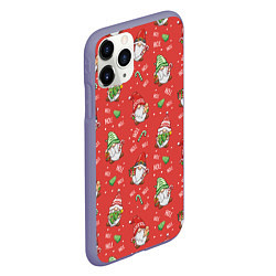 Чехол iPhone 11 Pro матовый Новогодние гномы-паттерн, цвет: 3D-серый — фото 2