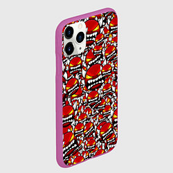 Чехол iPhone 11 Pro матовый Геометри Даш демоны паттерн, цвет: 3D-фиолетовый — фото 2