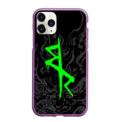 Чехол iPhone 11 Pro матовый Логотип Cyberpunk: Edgerunners - Дэвид, цвет: 3D-фиолетовый