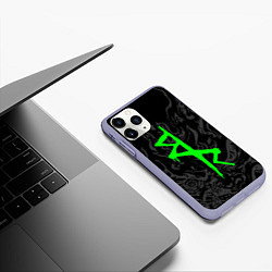Чехол iPhone 11 Pro матовый Логотип Cyberpunk: Edgerunners - Дэвид, цвет: 3D-светло-сиреневый — фото 2