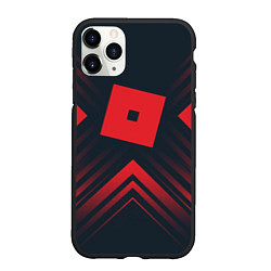 Чехол iPhone 11 Pro матовый Красный символ Roblox на темном фоне со стрелками, цвет: 3D-черный