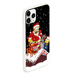Чехол iPhone 11 Pro матовый Симпсоны новогодний, цвет: 3D-белый — фото 2
