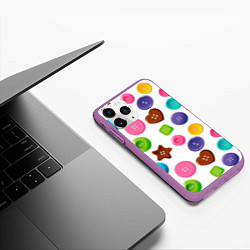 Чехол iPhone 11 Pro матовый Разноцветные пуговицы - паттерн, цвет: 3D-фиолетовый — фото 2