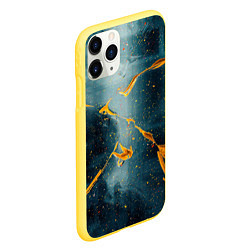 Чехол iPhone 11 Pro матовый Синий мрачный туман и оранжевые краски, цвет: 3D-желтый — фото 2