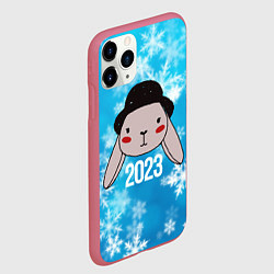 Чехол iPhone 11 Pro матовый Кролик в шляпе 2023, цвет: 3D-малиновый — фото 2