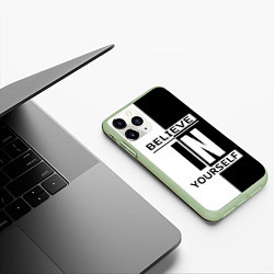 Чехол iPhone 11 Pro матовый Believe in yourself, цвет: 3D-салатовый — фото 2