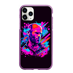 Чехол iPhone 11 Pro матовый Jason Statham - pop art, цвет: 3D-фиолетовый