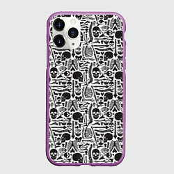 Чехол iPhone 11 Pro матовый Части скелета, цвет: 3D-фиолетовый
