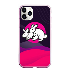 Чехол iPhone 11 Pro матовый Кролики love, цвет: 3D-розовый