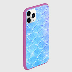 Чехол iPhone 11 Pro матовый Голубая чешуя русалки - паттерн, цвет: 3D-фиолетовый — фото 2