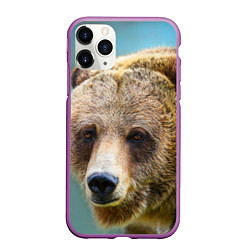 Чехол iPhone 11 Pro матовый Русский бурый медведь, цвет: 3D-фиолетовый