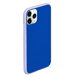 Чехол iPhone 11 Pro матовый Плетёная синяя ткань - паттерн, цвет: 3D-светло-сиреневый — фото 2