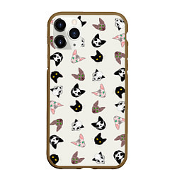 Чехол iPhone 11 Pro матовый Эстетика: разные коты, цвет: 3D-коричневый
