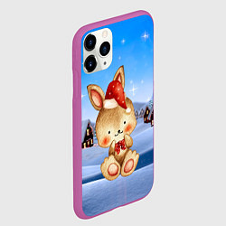 Чехол iPhone 11 Pro матовый Зайчик в новогоднем колпаке, цвет: 3D-фиолетовый — фото 2