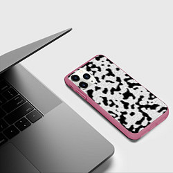 Чехол iPhone 11 Pro матовый Далматин - текстура, цвет: 3D-малиновый — фото 2