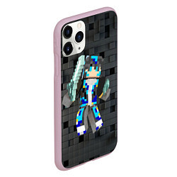 Чехол iPhone 11 Pro матовый Minecraft - character - video game, цвет: 3D-розовый — фото 2