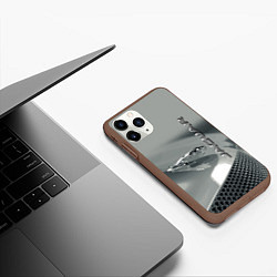 Чехол iPhone 11 Pro матовый Jaguar - капот - эмблема, цвет: 3D-коричневый — фото 2