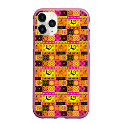 Чехол iPhone 11 Pro матовый Colored patterned ornament, цвет: 3D-малиновый