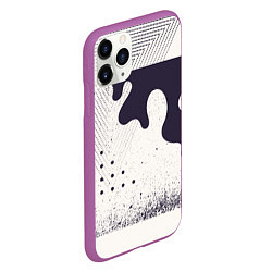 Чехол iPhone 11 Pro матовый Абстрактные и тёмные точки и краски, цвет: 3D-фиолетовый — фото 2