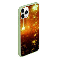 Чехол iPhone 11 Pro матовый Золотистае звёзды, цвет: 3D-салатовый — фото 2