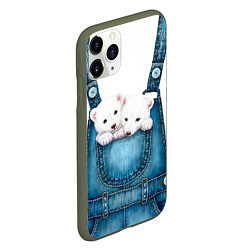 Чехол iPhone 11 Pro матовый Медвежата в кармашке, цвет: 3D-темно-зеленый — фото 2
