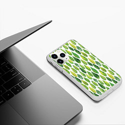 Чехол iPhone 11 Pro матовый Акварельные листья, цвет: 3D-белый — фото 2