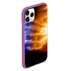 Чехол iPhone 11 Pro матовый Борьба двух стихий - лёд и пламя, цвет: 3D-фиолетовый — фото 2