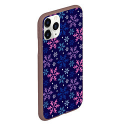 Чехол iPhone 11 Pro матовый Снежинки ночные, цвет: 3D-коричневый — фото 2