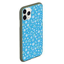 Чехол iPhone 11 Pro матовый Снежинки ho-ho, цвет: 3D-темно-зеленый — фото 2