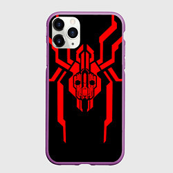 Чехол iPhone 11 Pro матовый Кибер паук с черепом, цвет: 3D-фиолетовый